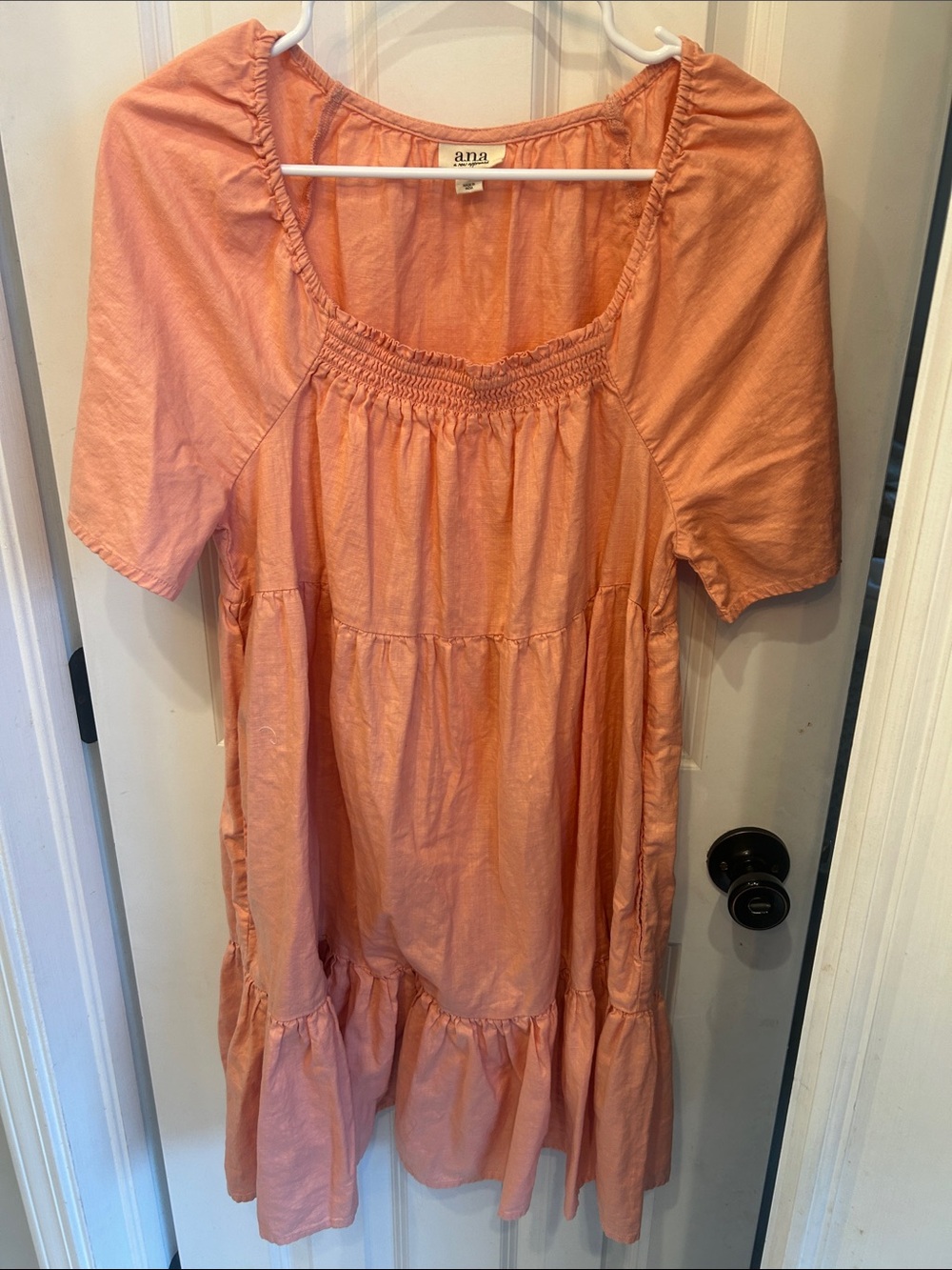 a.n.a Peach-Orange Short Sleeve Tiered Dress